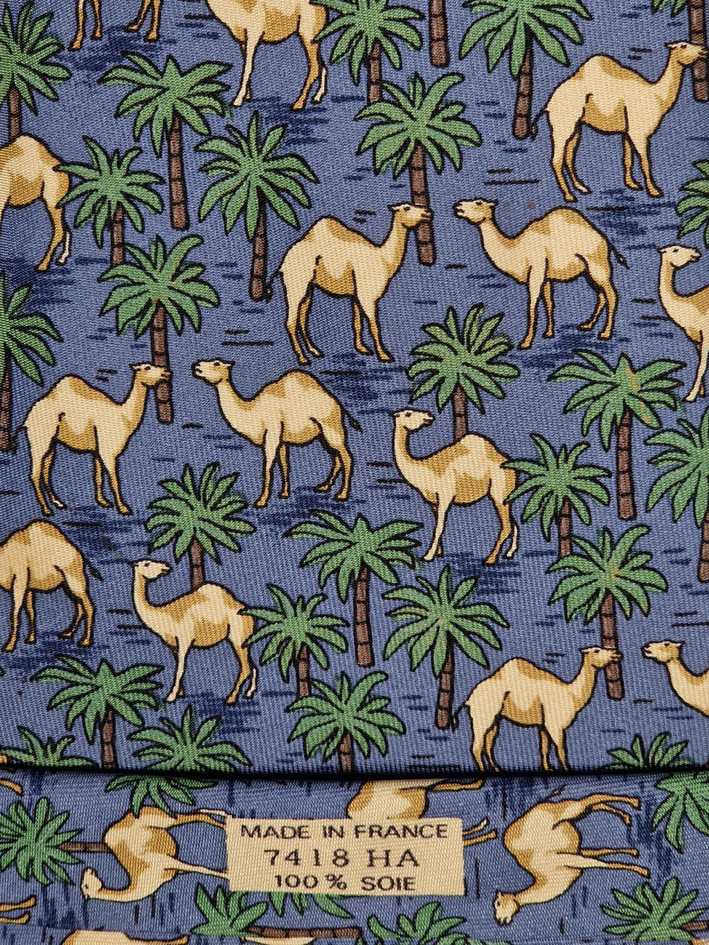 007418 Hermès tie blue dromedary pattern 7418 HA