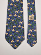 007418 Hermès tie blue dromedary pattern 7418 HA