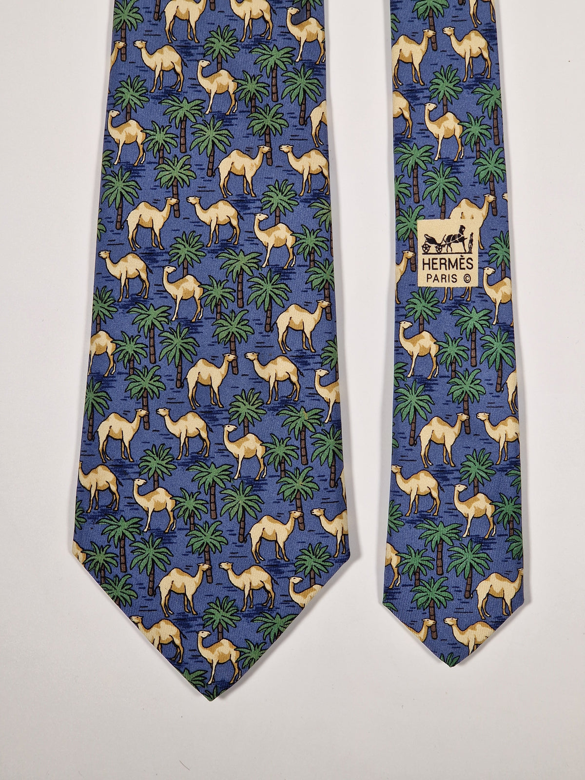 007418 Hermès tie blue dromedary pattern 7418 HA