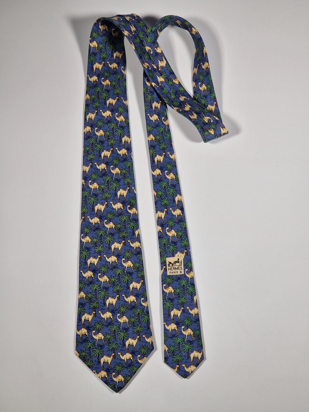 007418 Hermès tie blue dromedary pattern 7418 HA