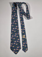 007418 Hermès tie blue dromedary pattern 7418 HA