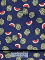 Hermès silk tie blue watermelon pattern 7435 HA
