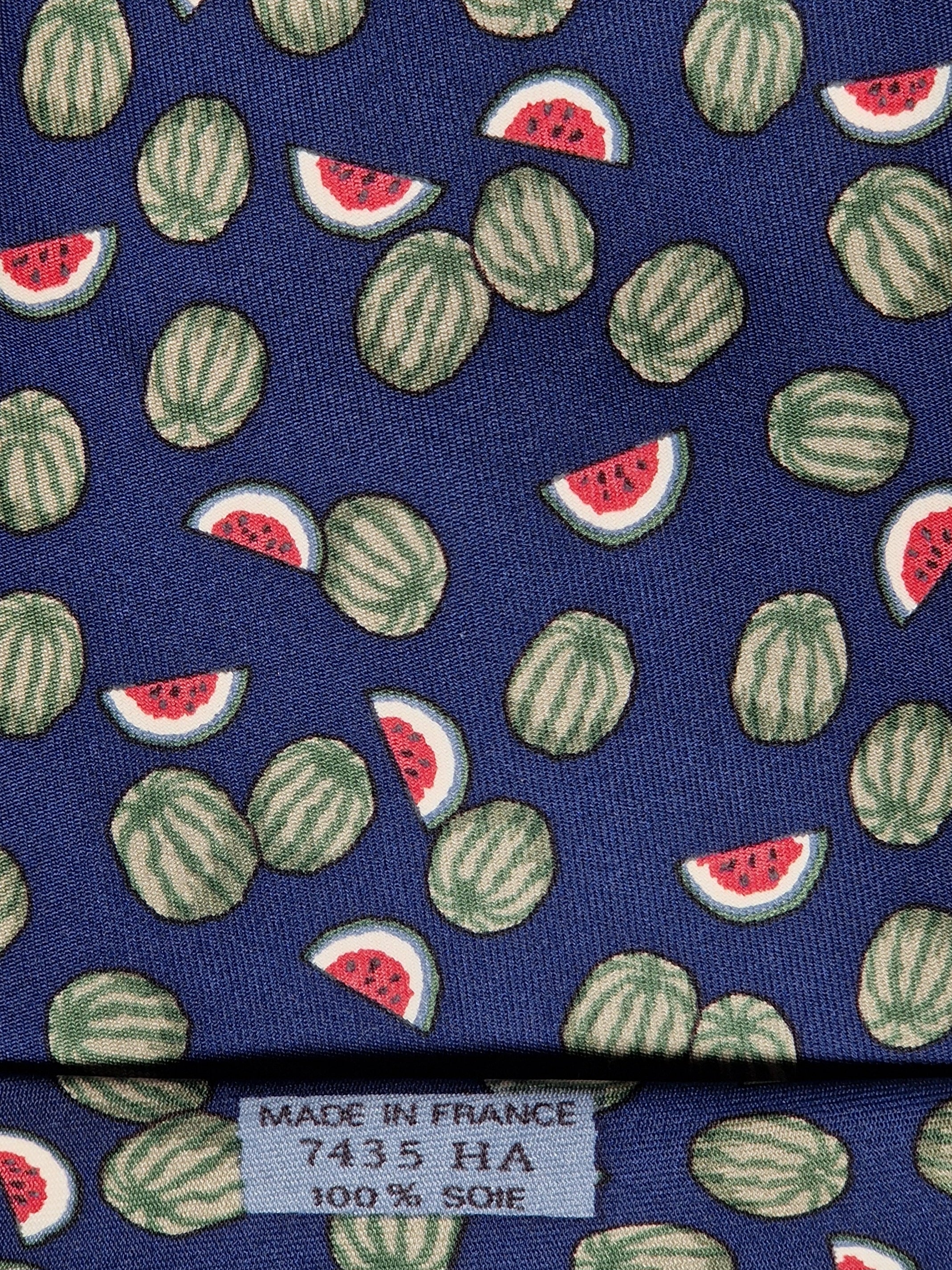 Hermès silk tie blue watermelon pattern 7435 HA