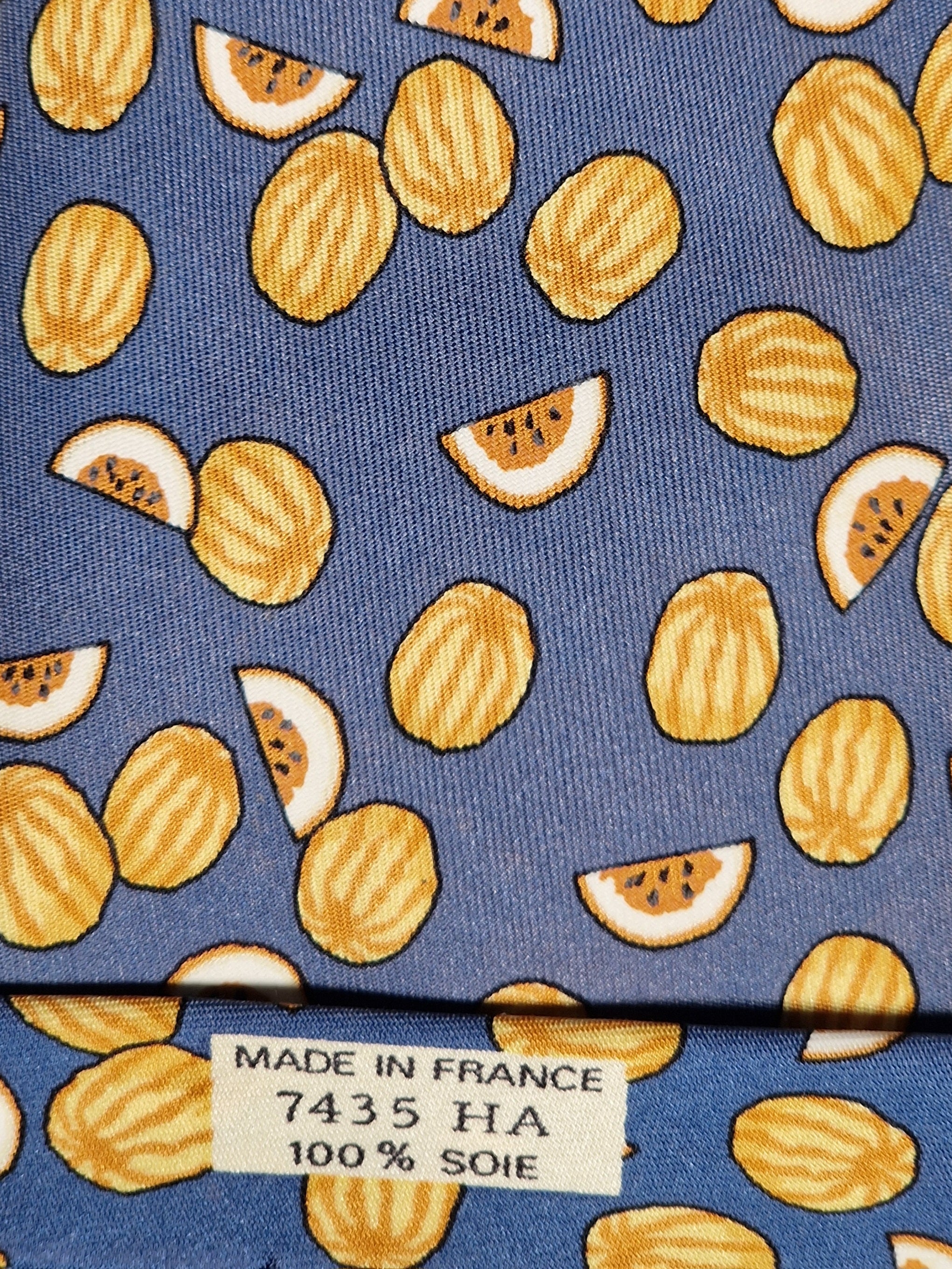 007435 Hermès silk tie blue watermellons 7435 HA