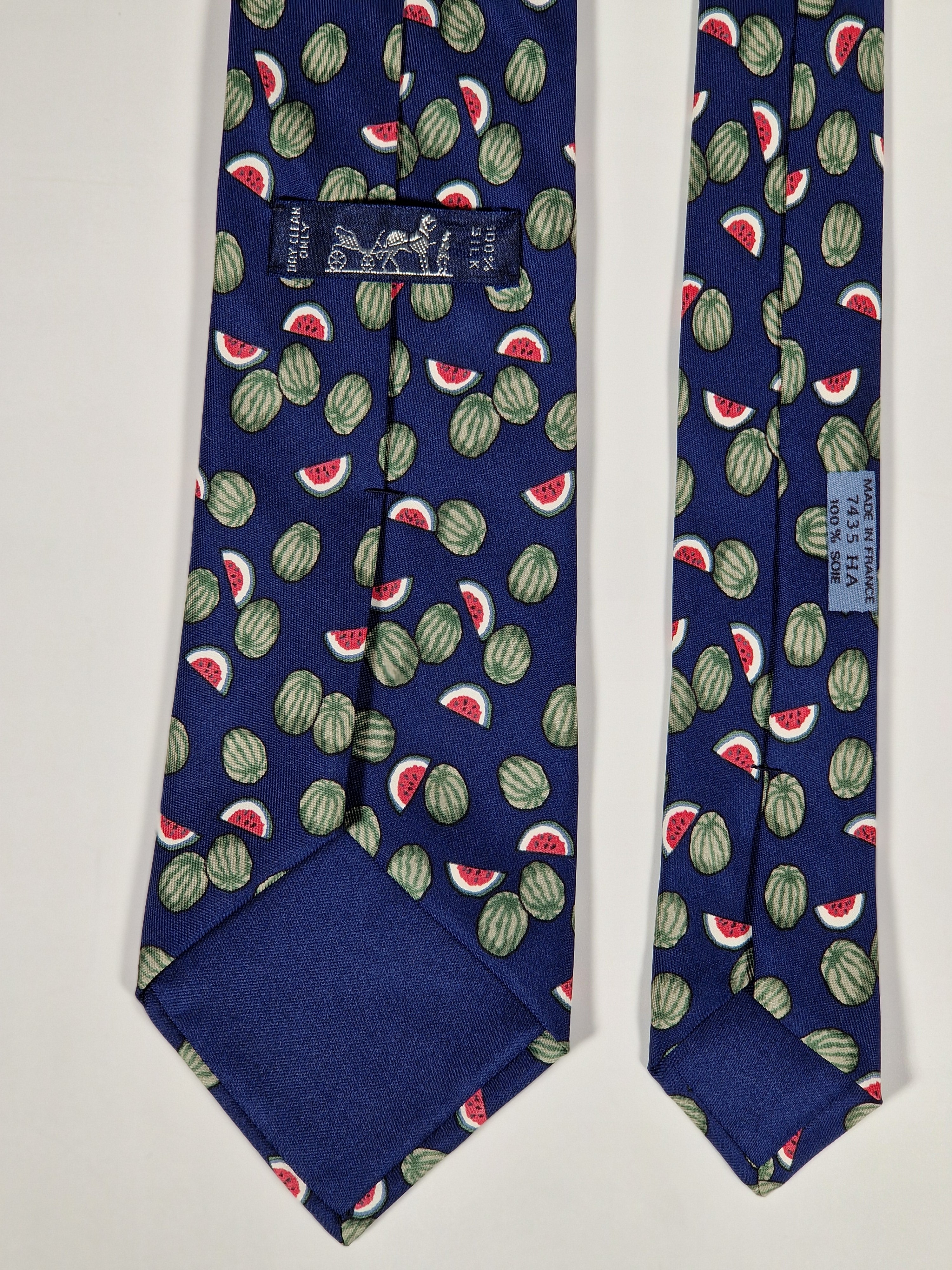 Hermès silk tie blue watermelon pattern 7435 HA