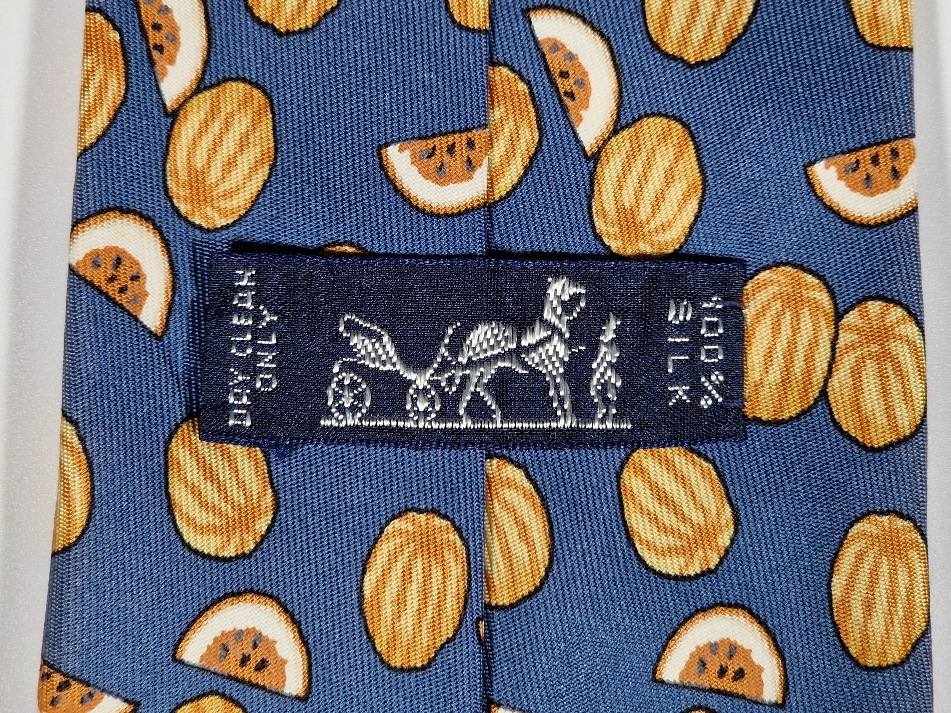 007435 Hermès silk tie blue watermellons 7435 HA