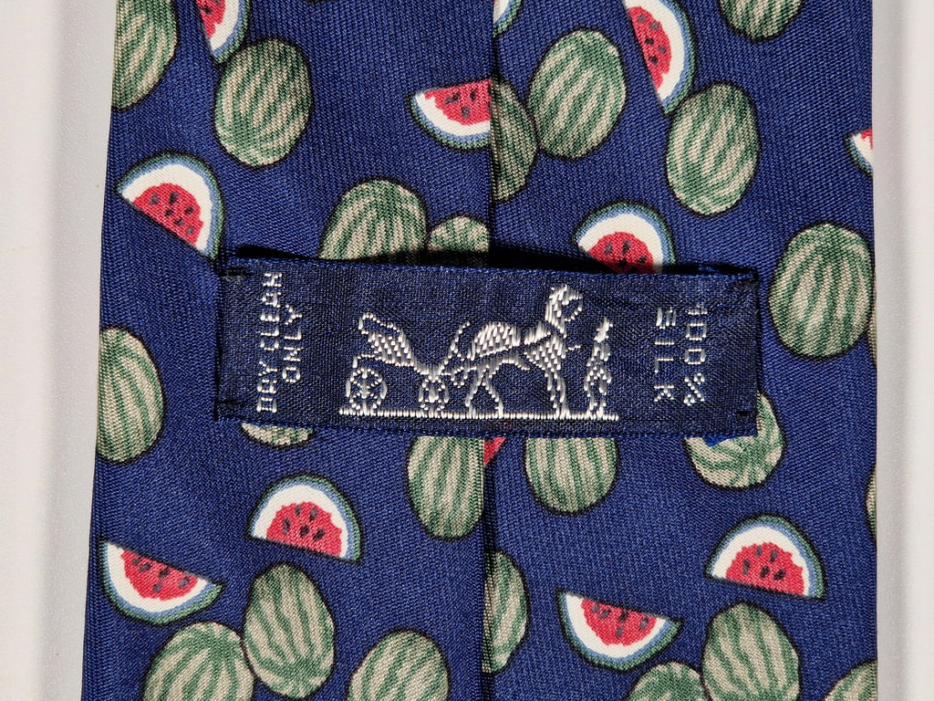 Hermès silk tie blue watermelon pattern 7435 HA