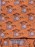 Hermès silk tie apricot hippo whimsical tie 7439 HA