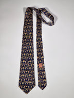 007448 Hermès tie blue whimsical monkeys 7448 HA