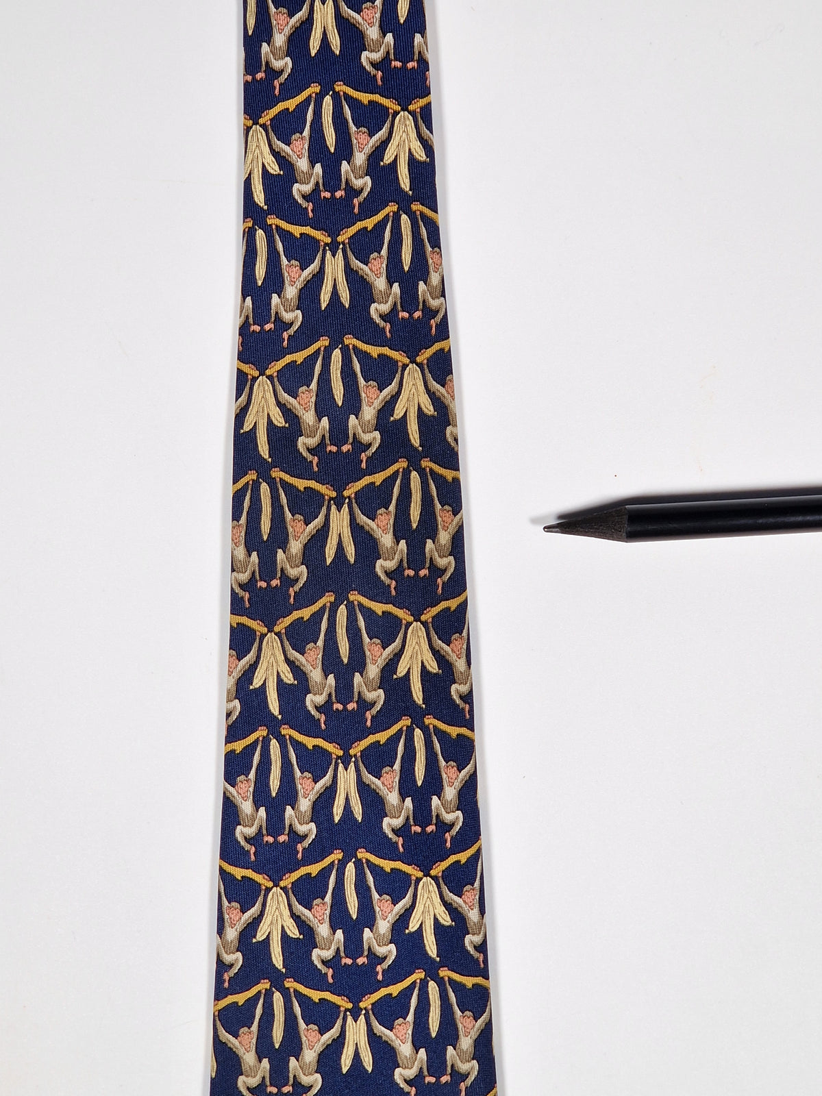 007448 Hermès tie blue whimsical monkeys 7448 HA
