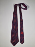 Hermès silk tie blue geometric pattern 7452 HA
