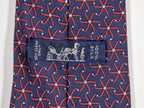 Hermès silk tie blue geometric pattern 7452 HA