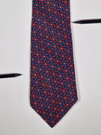 Hermès silk tie blue geometric pattern 7452 HA