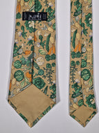 Hermès silk tie brown vegitables pattern 7460 HA