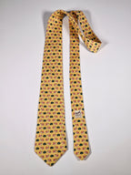 Hermès silk tie yellow snail and sallad whimsical pattern 7461 HA