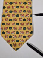 Hermès silk tie yellow snail and sallad whimsical pattern 7461 HA