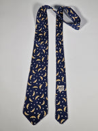 Hermès silk tie blue stars and moon 7462 HA