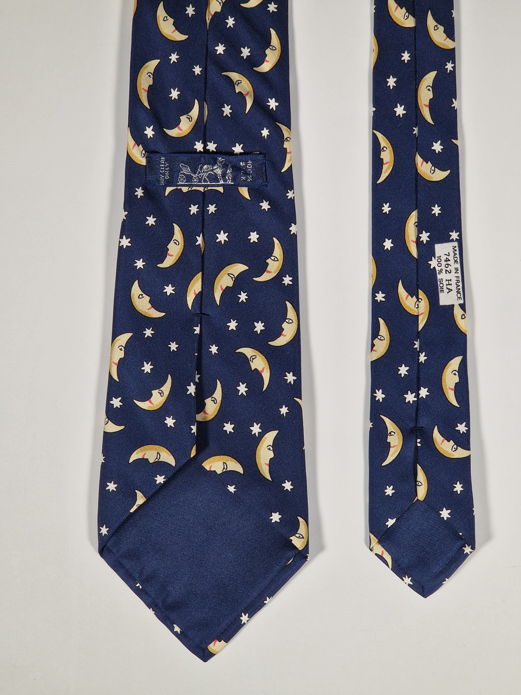 Hermès silk tie blue stars and moon 7462 HA