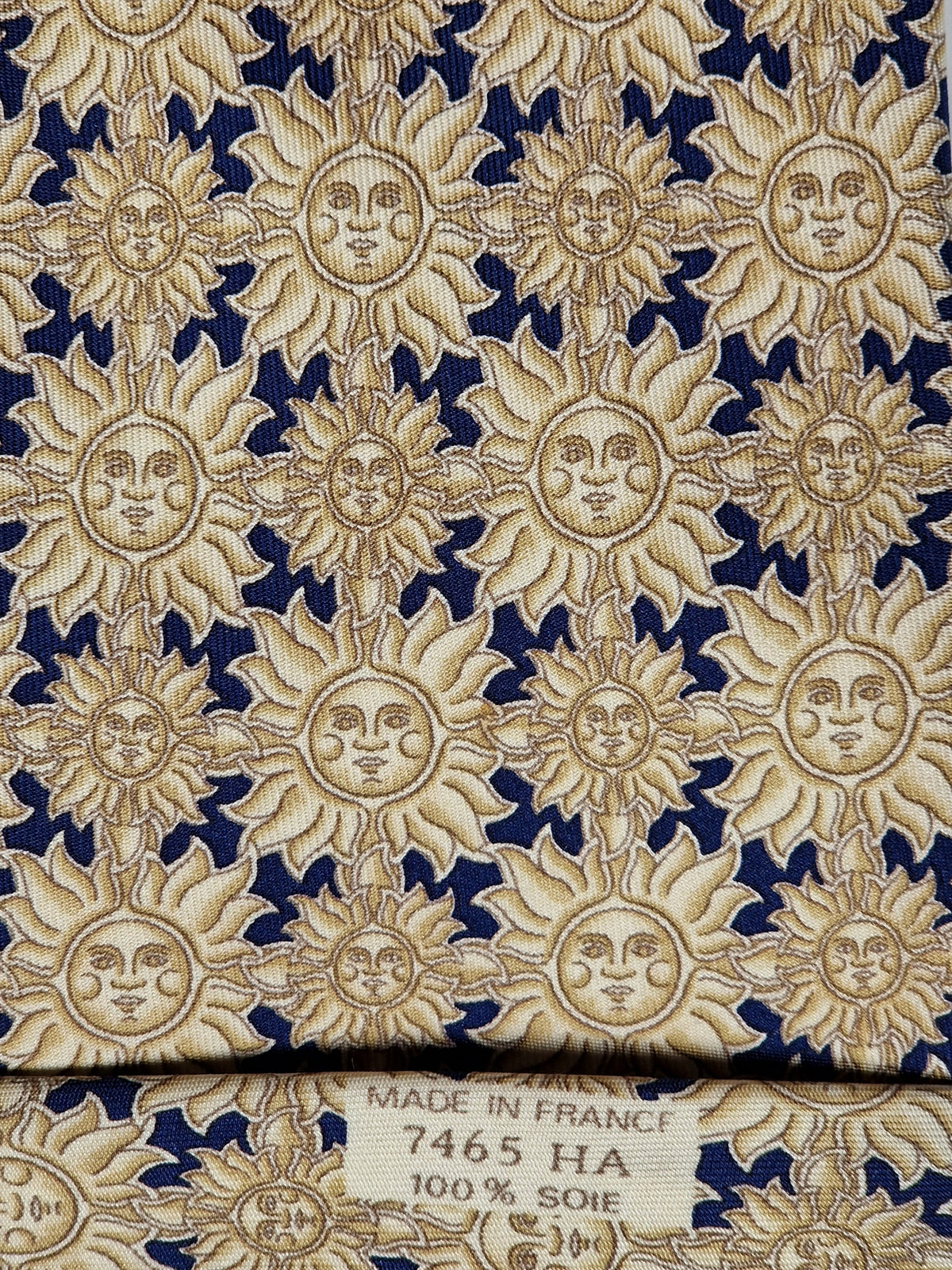 007465 Hermès tie blue whimsical sun pattermn 7465 HA