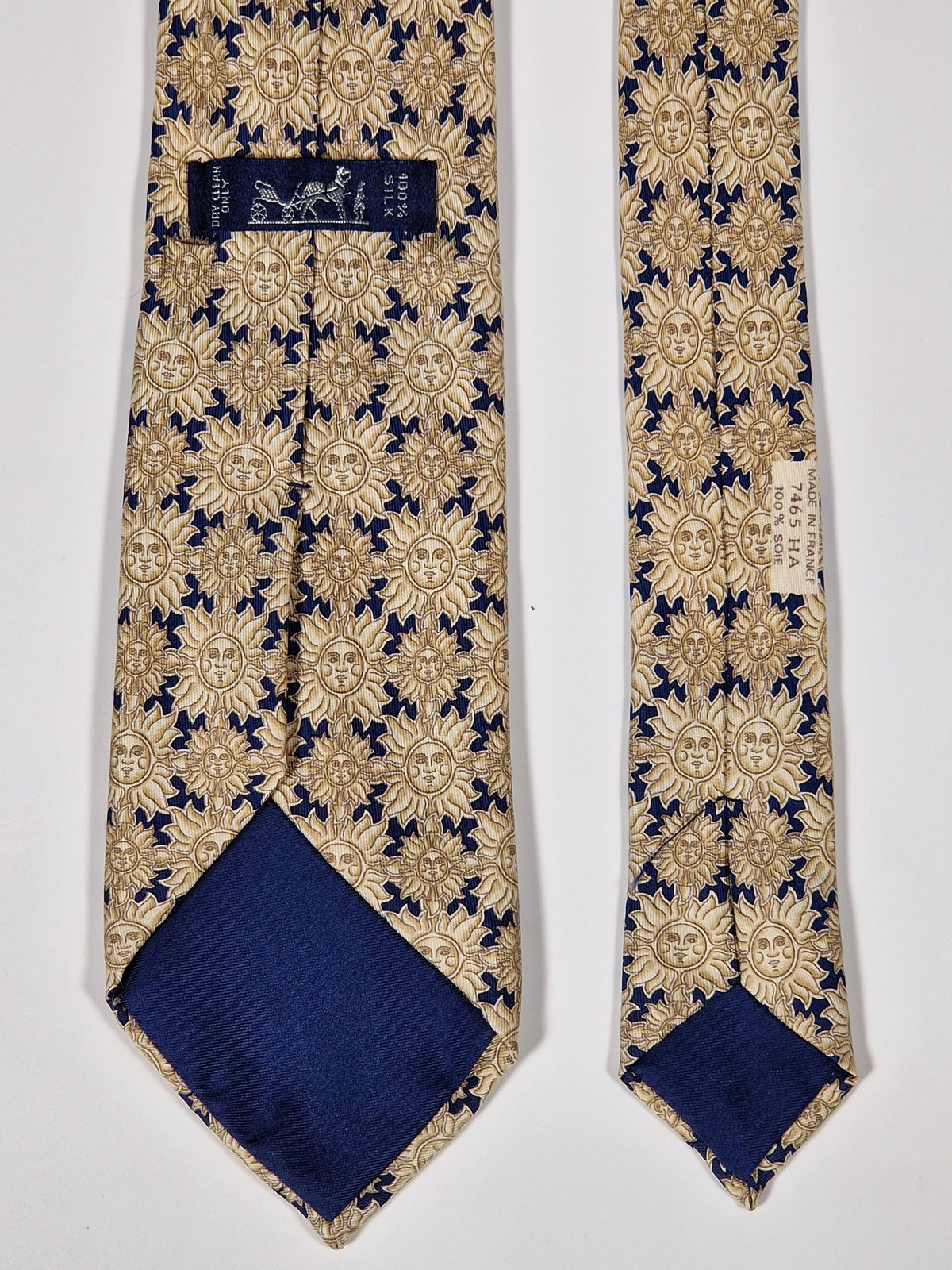 007465 Hermès tie blue whimsical sun pattermn 7465 HA