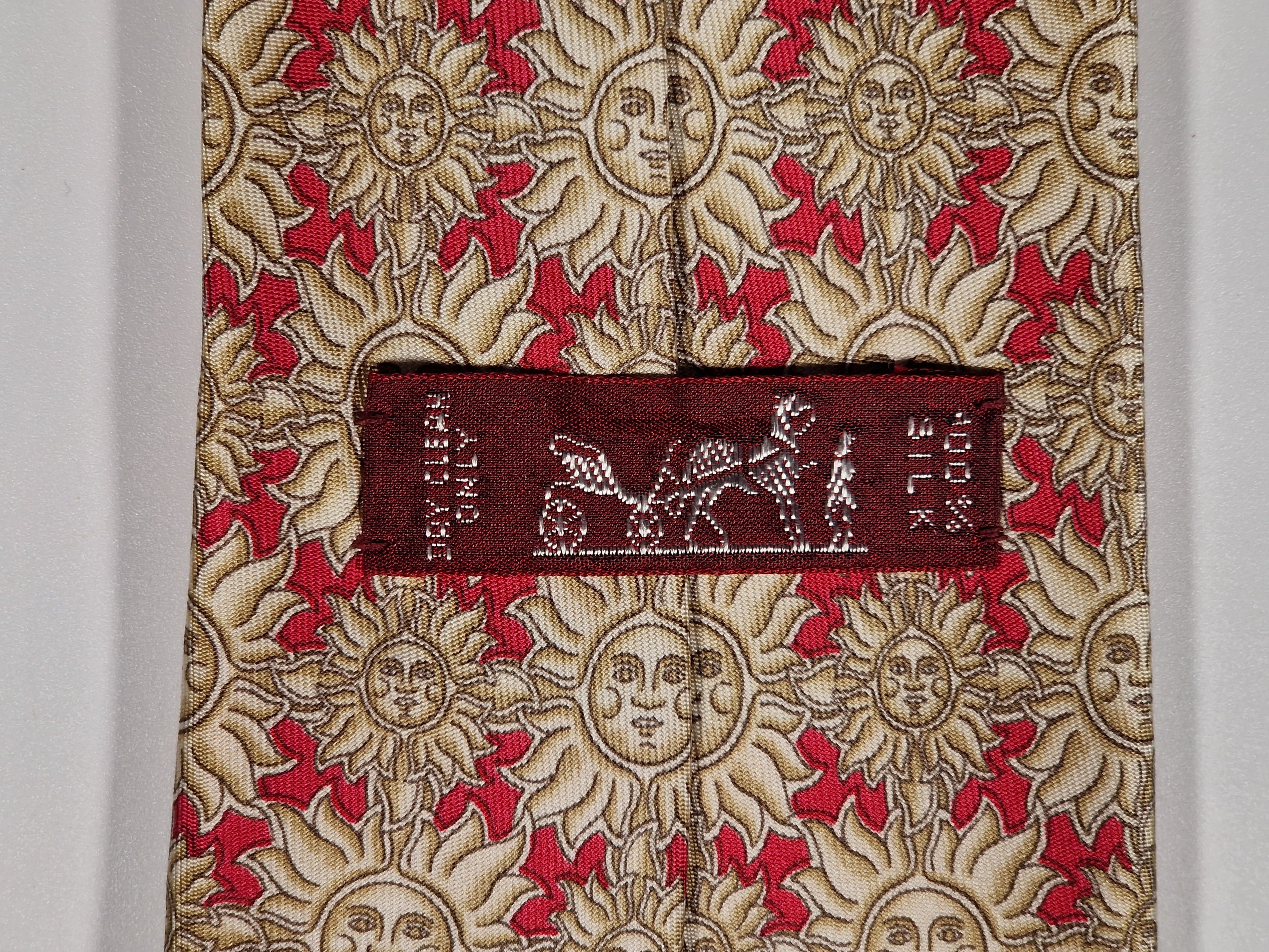 Hermès silk tie red sun pattern 7465 HA