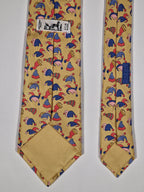 Hermès silk tie yellow jester hats pattern 7474 HA