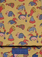 Hermès silk tie yellow jester hats pattern 7474 HA