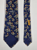 007481 Hermès tie blue love birds pattern 7481 IA