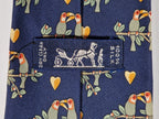 007481 Hermès tie blue love birds pattern 7481 IA