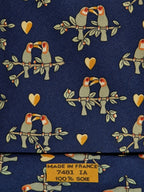 007481 Hermès tie blue love birds pattern 7481 IA