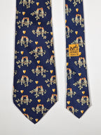 007481 Hermès tie blue love birds pattern 7481 IA