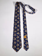 007481 Hermès tie blue love birds pattern 7481 IA