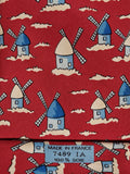 Hermés silk tie red windmills 7489 IA