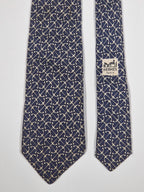 000748 Hermès silk tie blue anchor pattern 748 FA