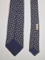 000748 Hermès silk tie blue anchor pattern 748 FA