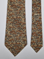 Hermès silk tie brown flower pattern 7500 IA