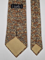 Hermès silk tie brown flower pattern 7500 IA