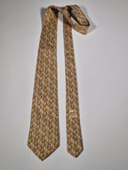 Hermès silk tie beige whimsical circus lion 7504 IA