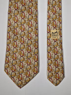 Hermès silk tie beige whimsical circus lion 7504 IA