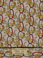 Hermès silk tie beige whimsical circus lion 7504 IA