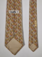 Hermès silk tie beige whimsical circus lion 7504 IA