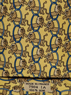 007504 Hermès tie yellow whimsical circus lions 7504 IA