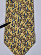 007504 Hermès tie yellow whimsical circus lions 7504 IA