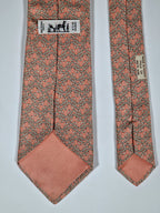 007512 Hermès tie pink equestrian pattern 7512 IA