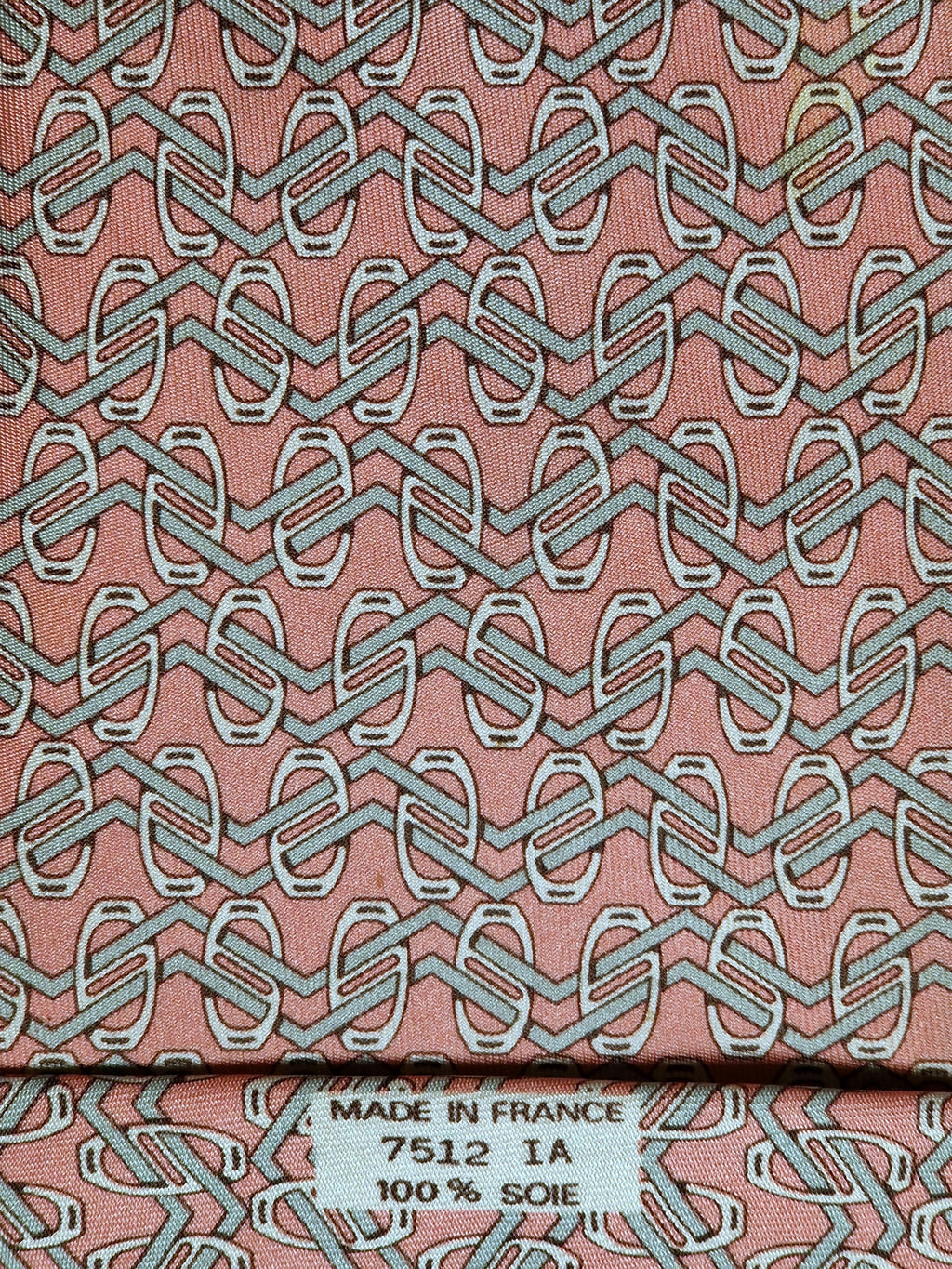 007512 Hermès tie pink equestrian pattern 7512 IA