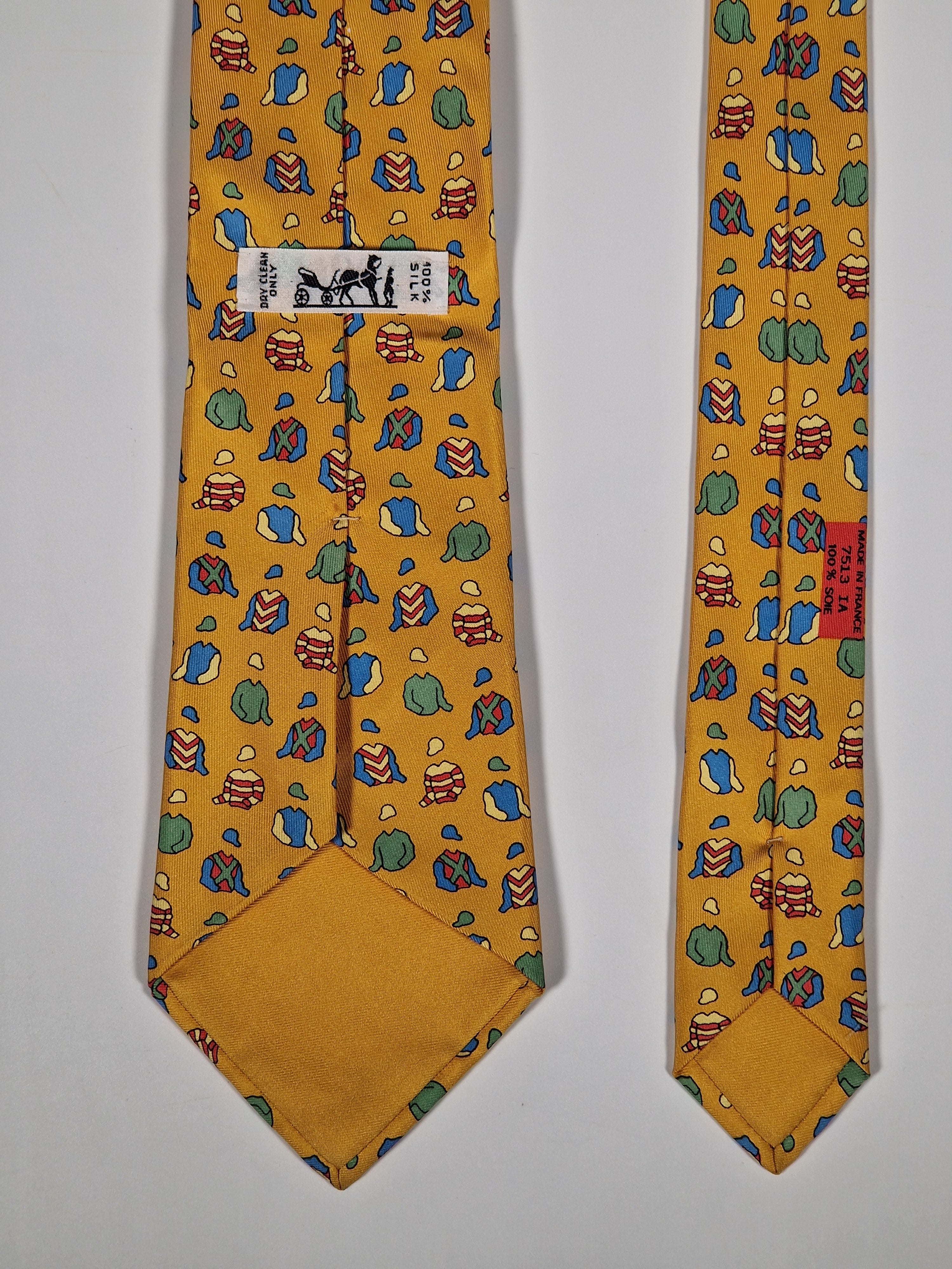 Hermès silk tie orange jockey clothing pattern 7513 IA