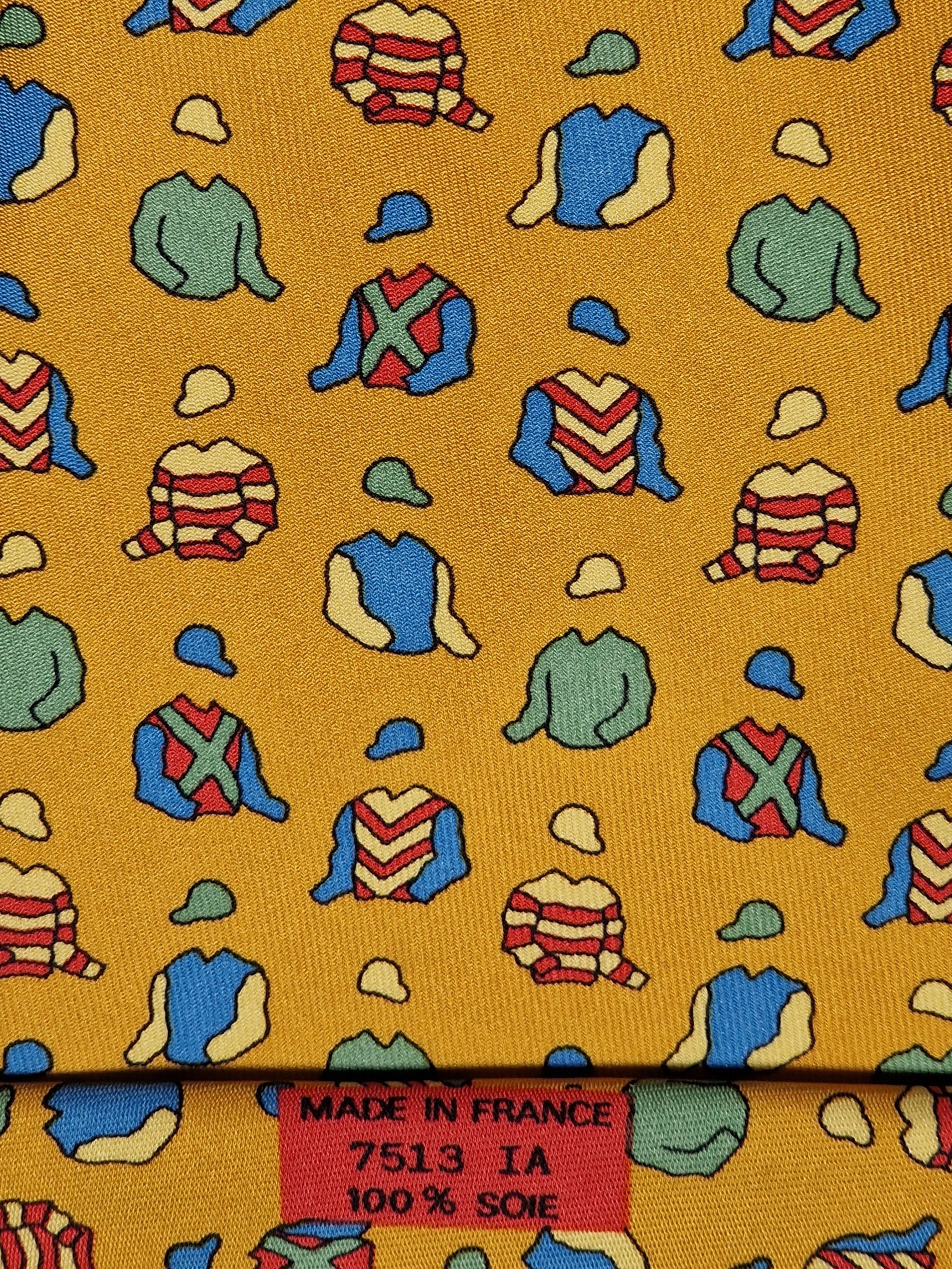 Hermès silk tie orange jockey clothing pattern 7513 IA