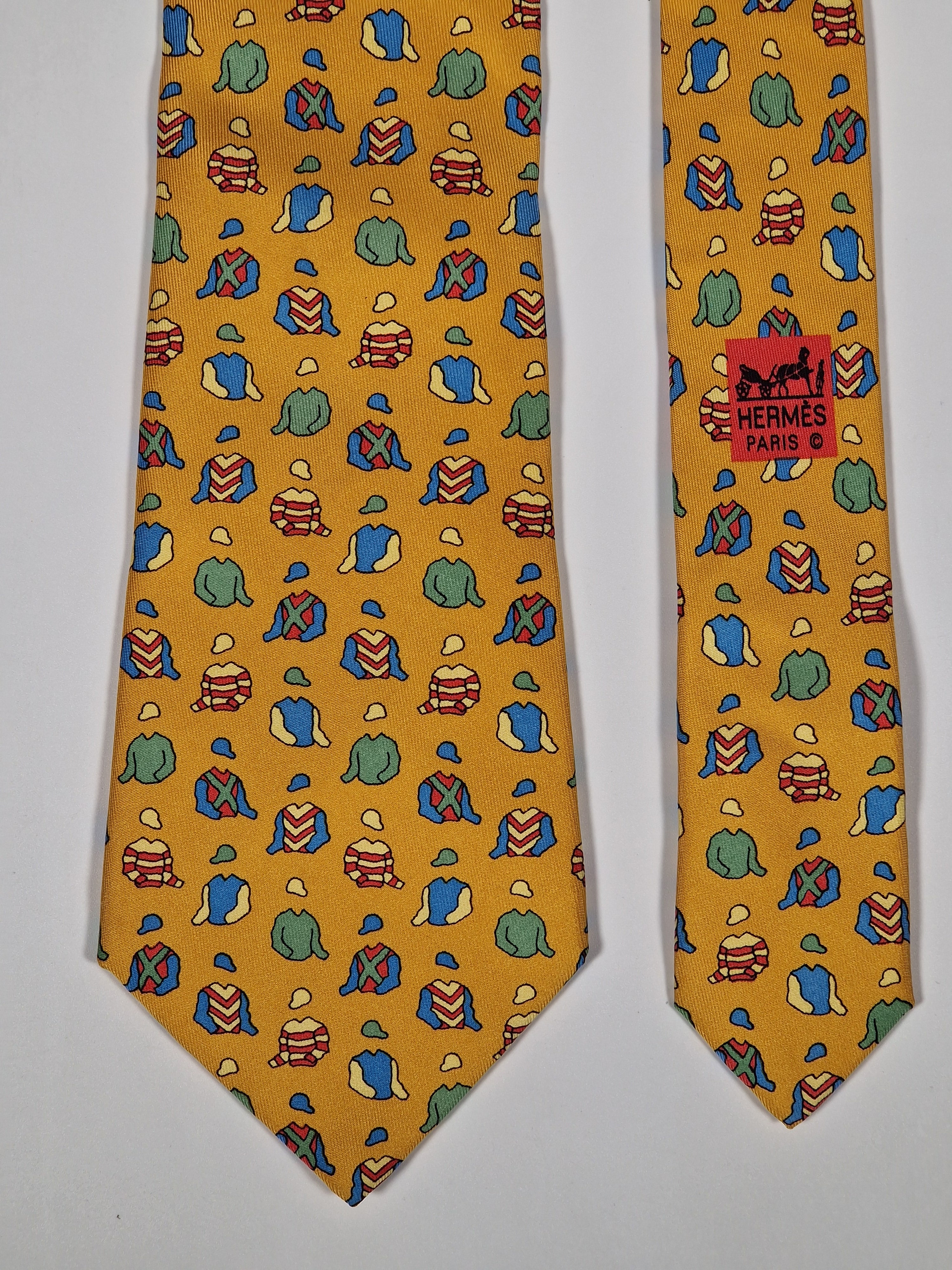 Hermès silk tie orange jockey clothing pattern 7513 IA