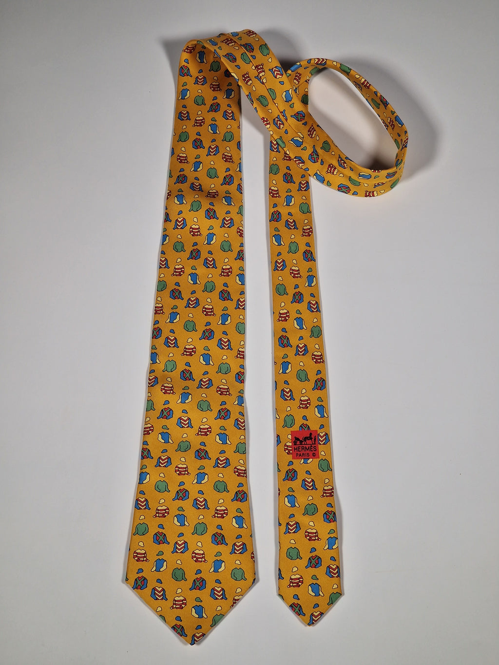 Hermès silk tie orange jockey clothing pattern 7513 IA