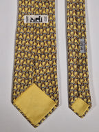 Hermès silk tie yellow horseshoe equestrian pattern 7523 IA